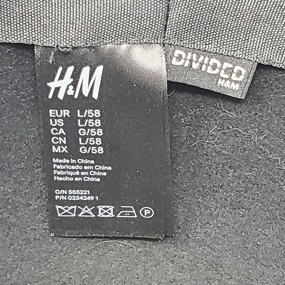 H & M DIVIDED 100% WOOL BLACK HAT FLOPPY FESTIVAL CLASSIC WOMEN SIZE LARGE 58 - Picture 11 of 12